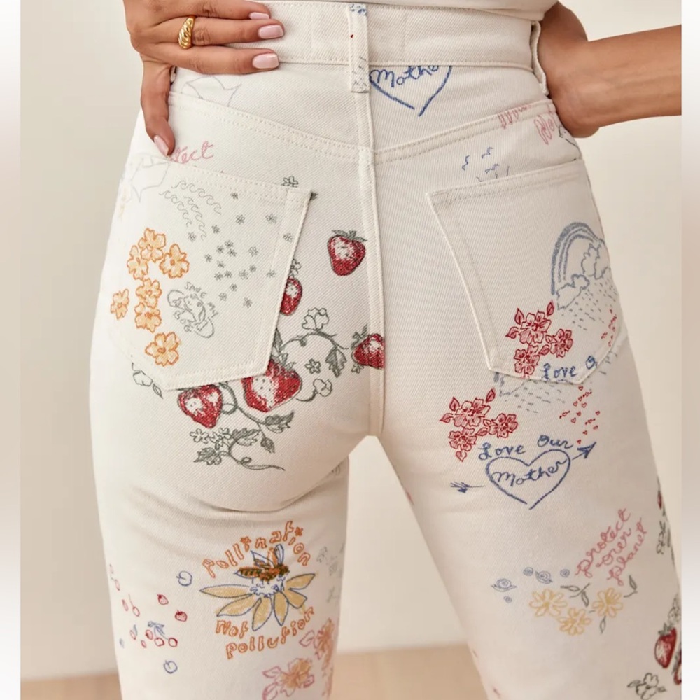Reformation-Cynthia Doodle High Rise Straight Long Jeans size 26 - Picture 4 of 13